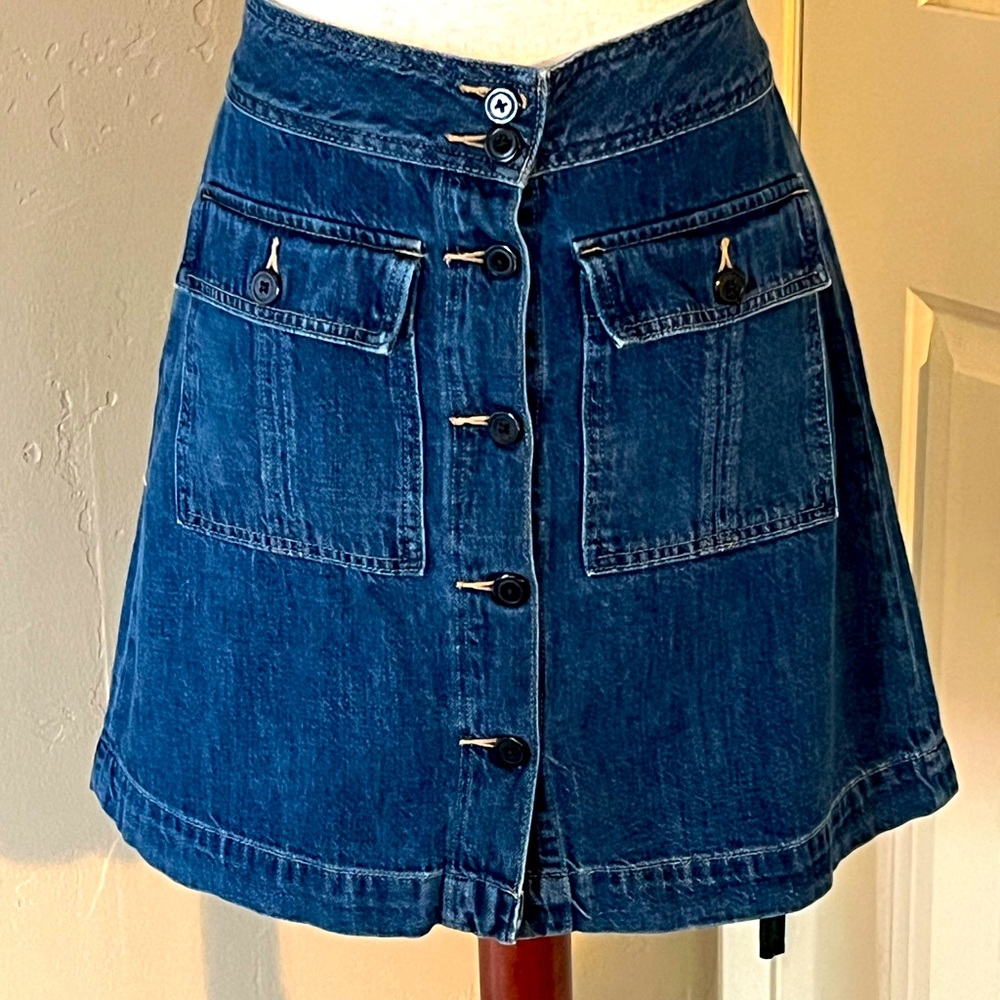 Gap 1969 Denim Mini Skirt button front A-line- Sz 30 T
